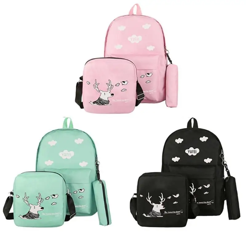 3 шт. композитный рюкзак с принтом оленя для женщин и девочек сумка через плечо