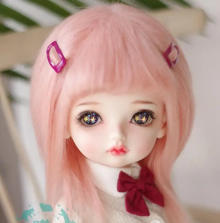 Новый 1/12 (12 см) 3 4 дюймовый 9 10 см 1/8 5 дюймов 14 BJD плюшевые тканевый парик пик розовый