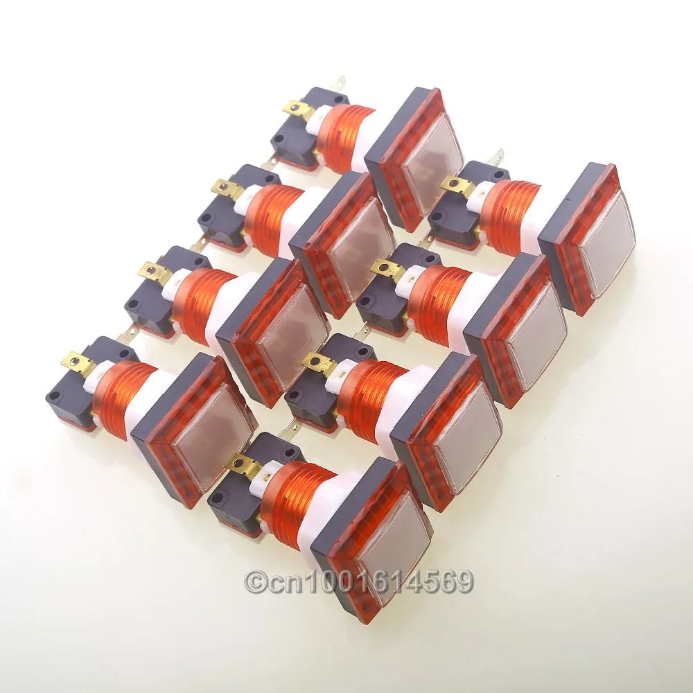 

Reyann 8x 34mm Arcade LED Illuminated Angular Square Buttons For Arcade Game Kits Part DIY & Mini Table Top Arcade Machine - Red