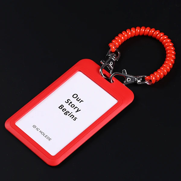 red set Телескопический пружинный канат Противоугонный рабочий id держатель для карт Набор для общественного транспорта карта игровой брелок для ключей карта подвесная веревка - Цвет: red set