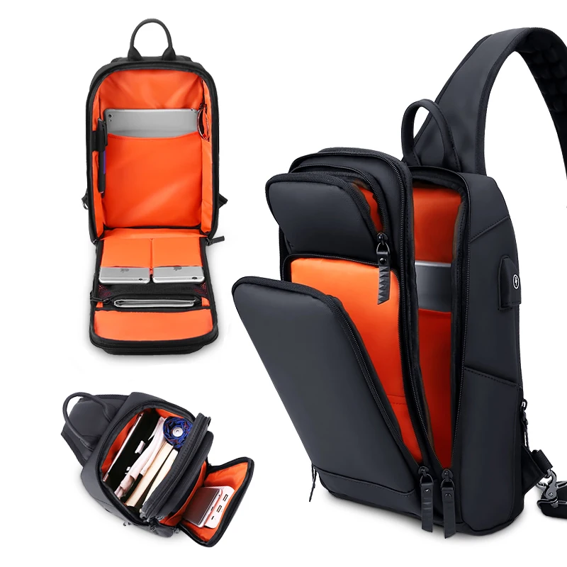 ROWE черный нагрудный пакет мужская повседневная сумка через плечо usb зарядка