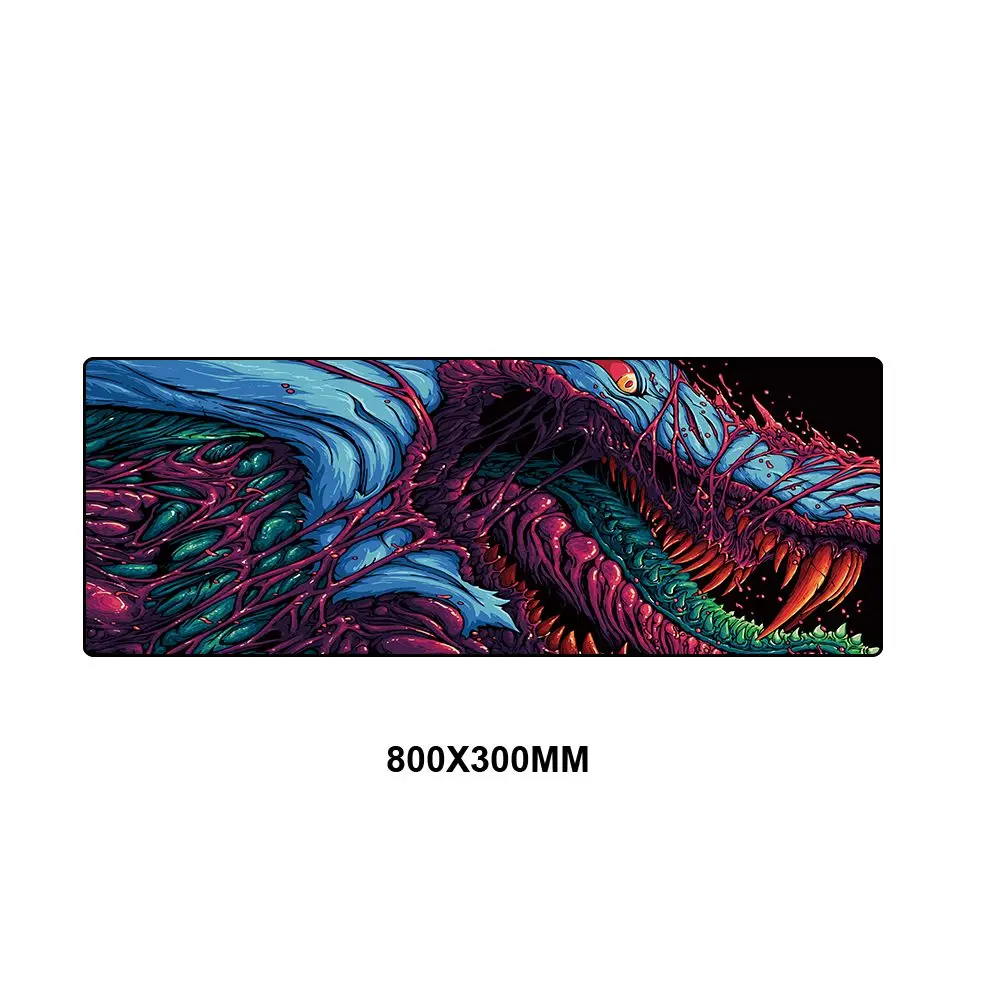 800x300MM Большой коврик для мыши, игровой коврик для мыши, противоскользящий коврик для клавиатуры из натурального каучука, настольный коврик с фиксирующейся кромкой CSGO Hyper Beast AWP коврик для игровой мыши - Цвет: 800x300MM