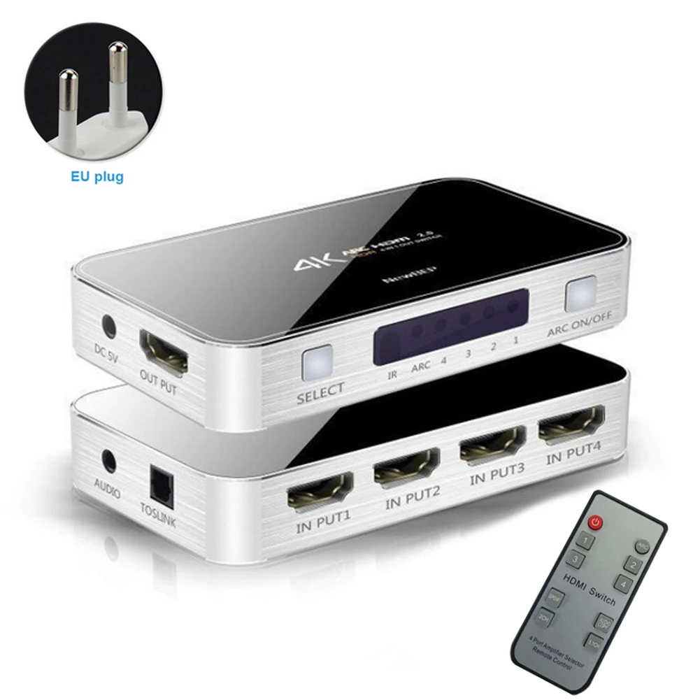Селектор FHD с удаленный разделитель HDMI 2 0 3D коммутатор 4 Вход 1 выходной