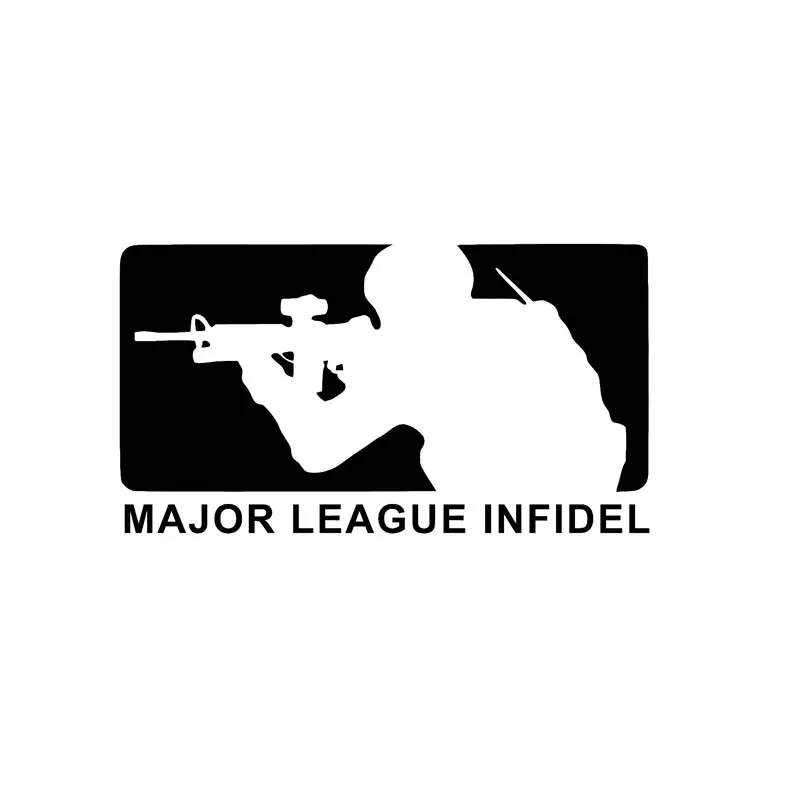 YJZT 15 см* 8,2 см Major League Infidel автомобильные наклейки виниловая наклейка Военная USMC армейская темно-синяя черная/Серебристая C3-0142 - Название цвета: Черный