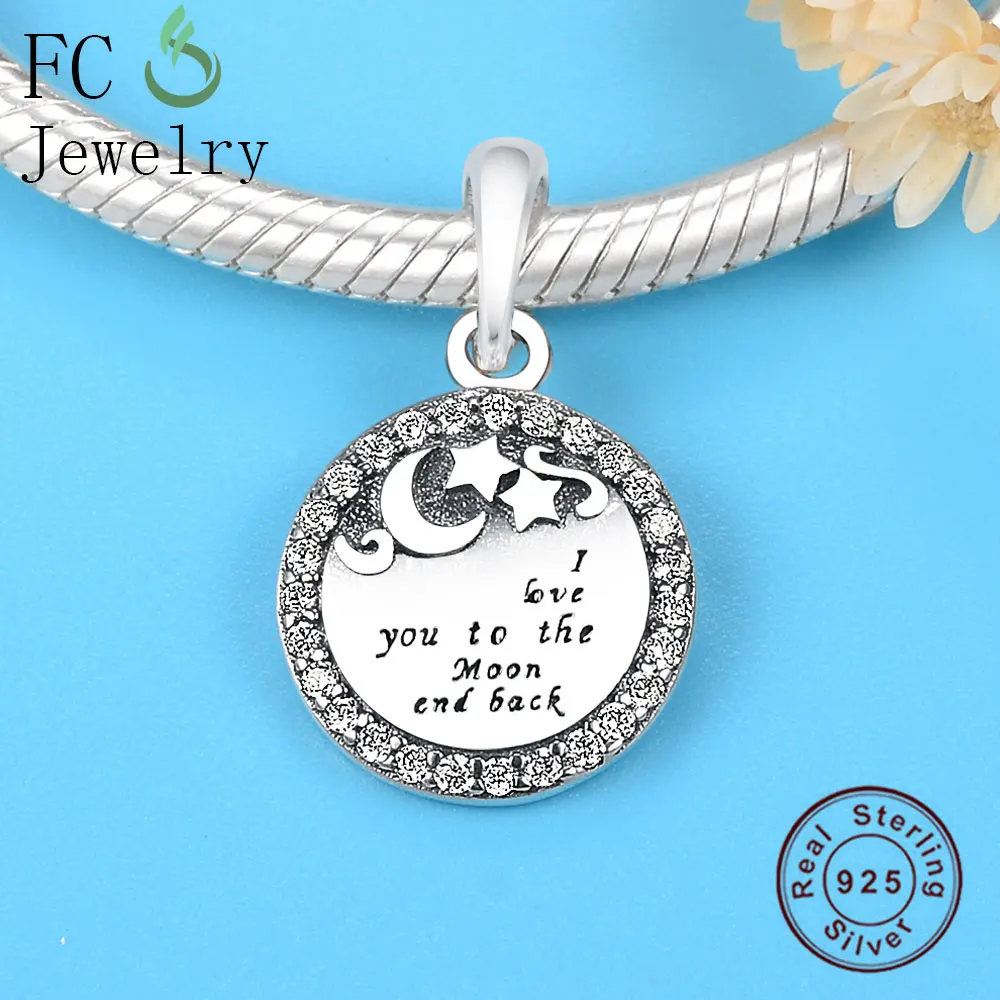 I Love You To The Moon and Back подвесной кулон с подвеской 925 Серебряный Драгоценный камень изготовление подходит Pandora Подвески Браслет Berloque