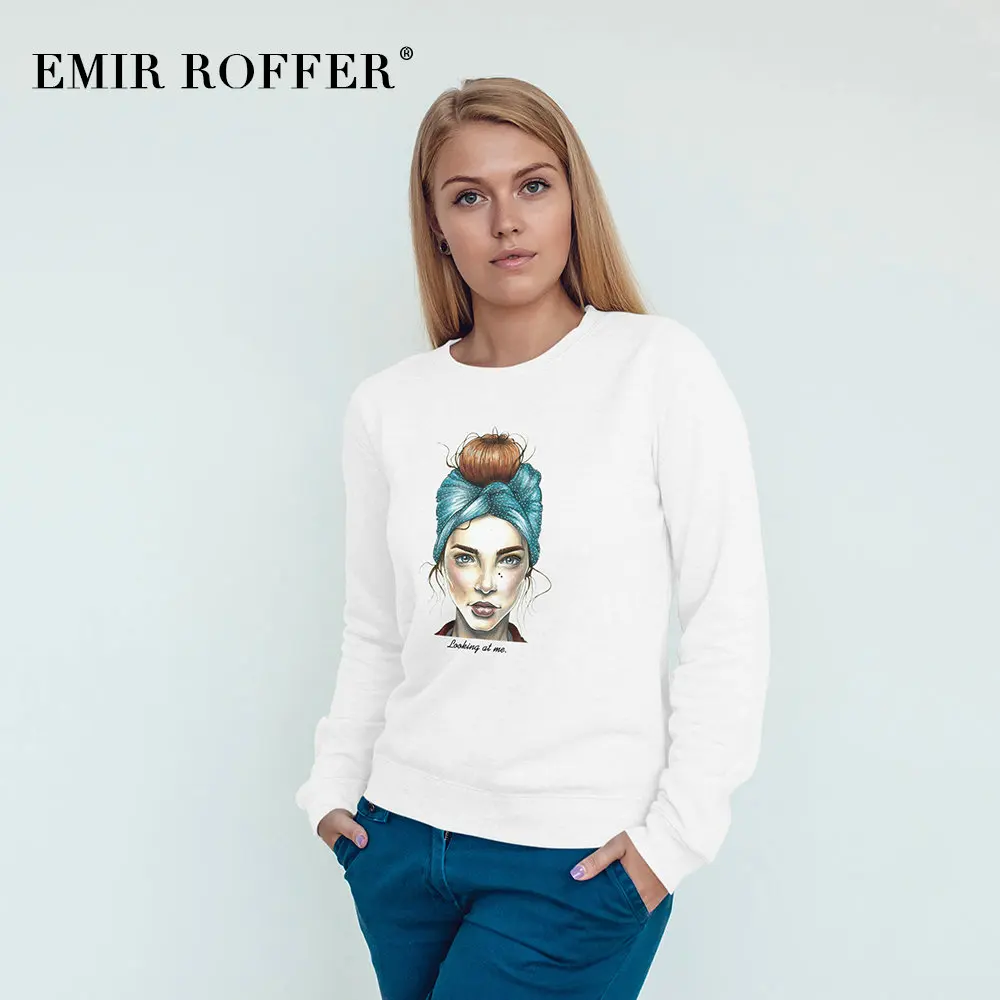 EMIR ROFFER,, модная уличная одежда, Харадзюку, толстовки, женские толстовки, большие размеры, с капюшоном, теплая женская зимняя одежда