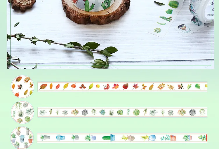 32 pcs/Lot Cute potting plant paper washi tapes Cactus Leaves masking tape stickers for diary letter album Stationery A6017