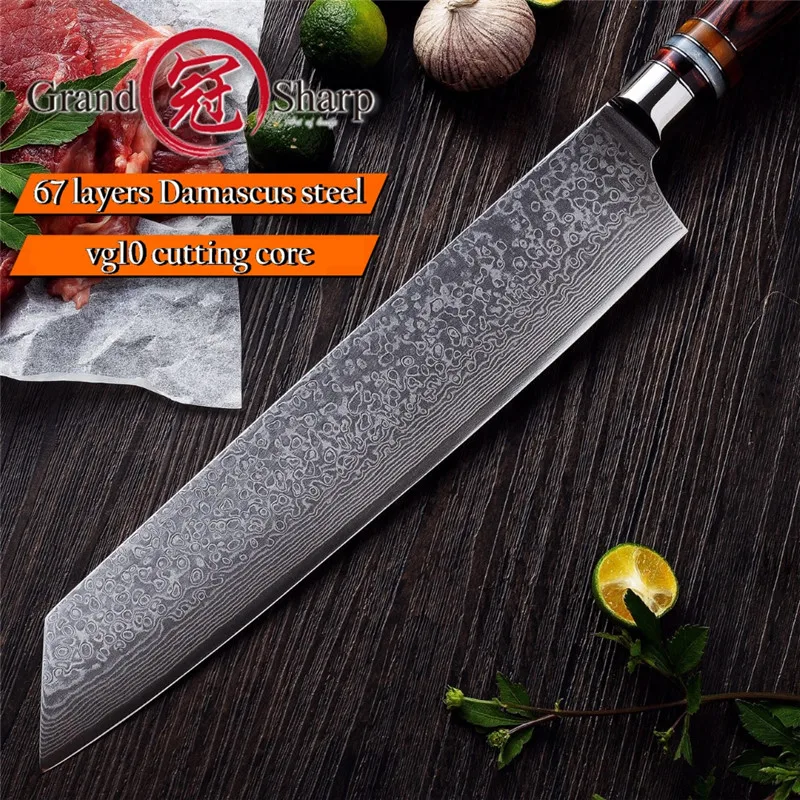 Grandsharp дамасский поварской нож 9,5 дюймов японский кухонный нож 67 слоев vg10 японский дамасский кухонный нож с подарочной коробкой