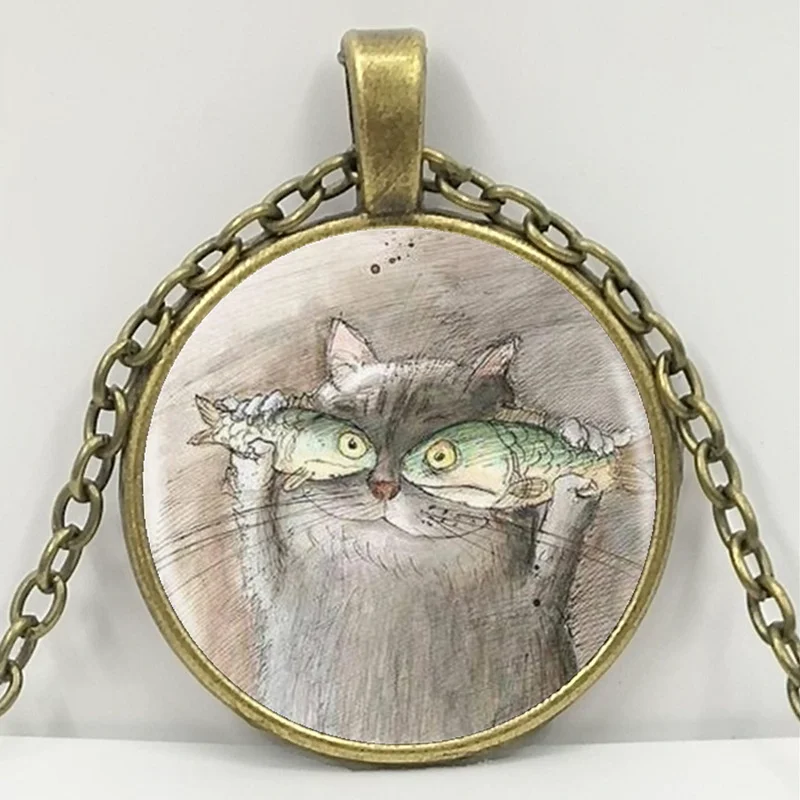 YAUTION wholesale new 2020 cat and fish fashion crystal glass pendant sweater chain necklace jewelry | Украшения и аксессуары