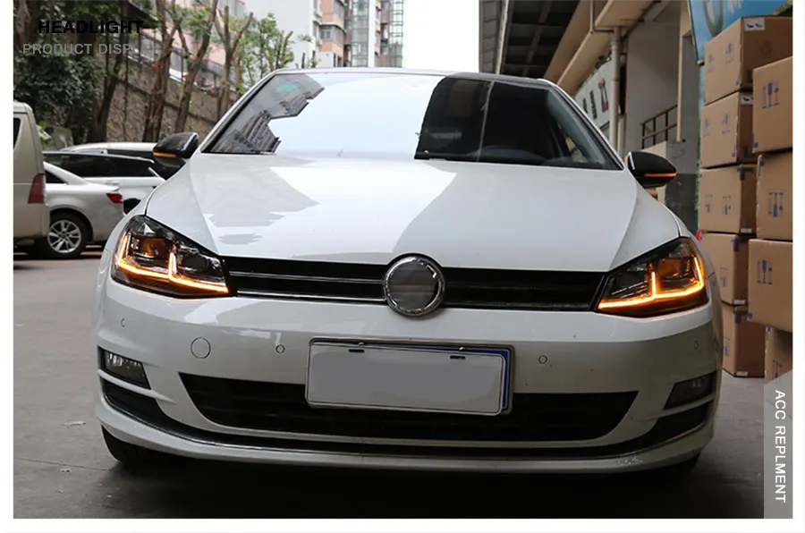 2 шт. светодиодный фары для VW golf 7 2013- светодиодный автомобильный фонарь ангельские глазки ксенон HID комплект Противотуманные фары светодиодный дневные ходовые огни
