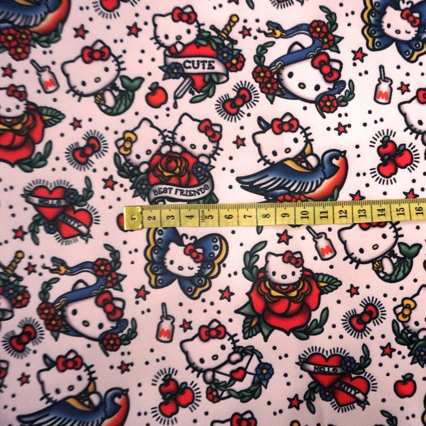 Японский хлопок полиэфирная саржа ткани материал мультяшная ткань с надписью