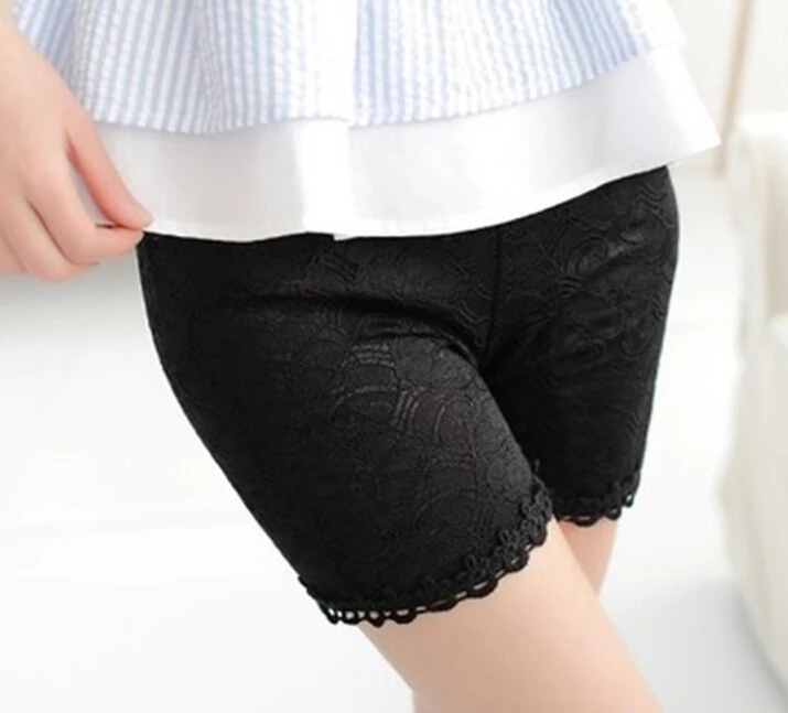 Леггинсы женские кружевные однотонные модные пикантные штаны безопасности