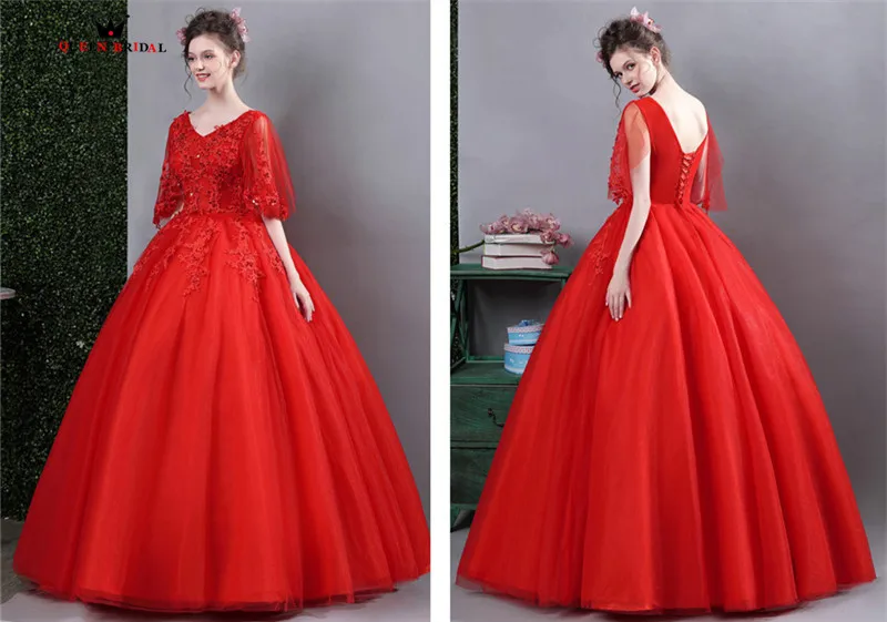 Бальное платье Пушистый Тюль с бусами красные длинные вечерние платья 2018 Новые