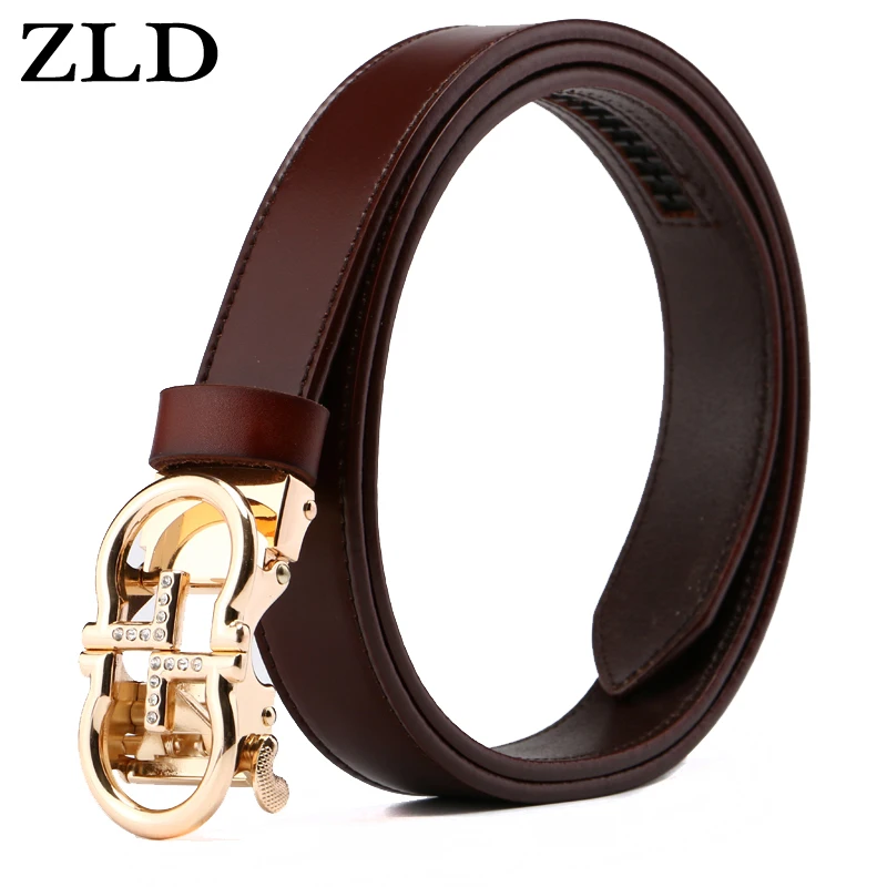 Женский ремень ZLD из натуральной коровьей кожи золотого цвета с автоматической