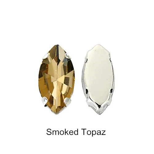 Smoked Topaz Высококачественные красивые стеклянные стразы с кристаллами в виде листьев, стразы с серебряными когтями для свадебного платья B1259 - Цвет: Smoked Topaz