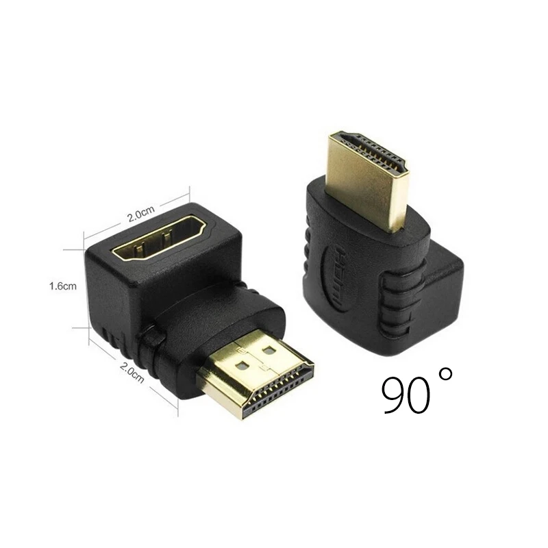 EtopLink HDMI Мужской к HDMI Женский Кабель адаптер, преобразователь, удлинитель вращающийся 90 270 360 градусов угол для 1080 P HDTV адаптер - Цвет: 90 Degree