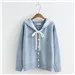 Синий Merry Pretty осень зима консервативный Стиль кардиганы женские милые Kawaii Lotita однобортные женские свитера верхняя одежда с бантом - Цвет: Синий