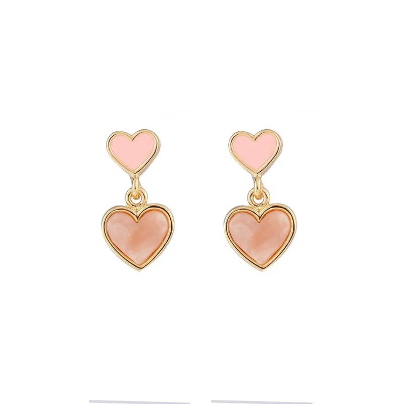 Pink heart clip on earrings without piercing for women no ear hole | Украшения и аксессуары