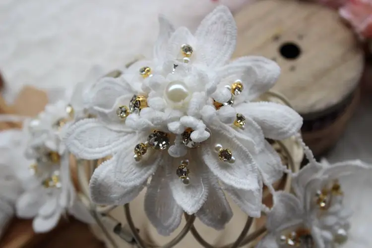 5 шт. Аппликация Из Жемчужного бисера водорастворимый Кружевной корсаж воротник