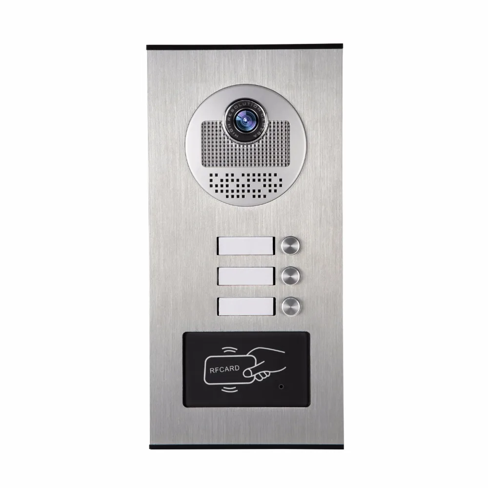 SmartYIBA 7&quotInch Monitor Video Intercom Door Phone KIT RFID Access Doorbell Camera With SD Card Recording For 3 Apartment |
