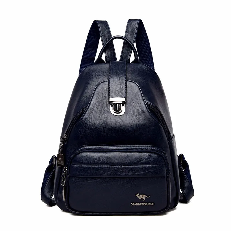 Роскошные женские кожаные рюкзаки дизайнерские Mochila Feminina школьные рюкзаки для девочек Однотонные повседневные Рюкзаки Рюкзак для девочек Новинка - Цвет: blue
