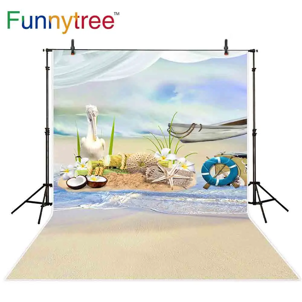 Фоны для фотосъемки Funnytree с изображением летней морской лодки пляжа|Фон