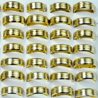 100pcs vintage retro style gold stainless steel rings for men and women fashion round bulk punk rings wholesale lr4082