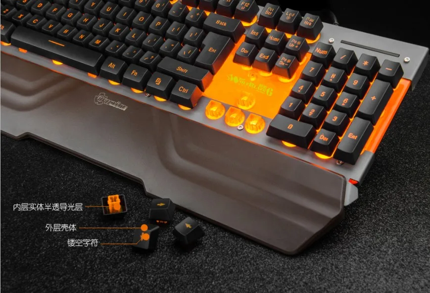 Игровая клавиатура Mechancial Feeling с подставкой для запястья, 104 клавиш, светодиодная мембранная клавиатура с подсветкой, водонепроницаемая Проводная клавиатура USB