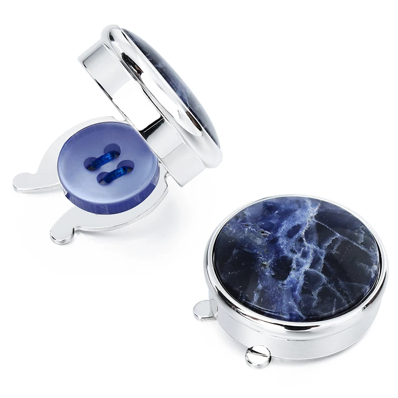 Blue Vein Stone HAWSON 1 пара элегантные натуральные синие вены каменные пуговицы Крышка для мужской французской рубашки высококачественные пуговицы для одежды - Окраска металла: Blue Vein Stone