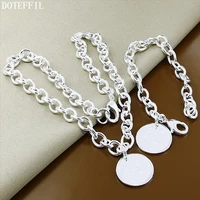 doteffil 925 sterling silver round 18 inches chian necklace 8 inches bracelets set for women wedding engagement party jewelry