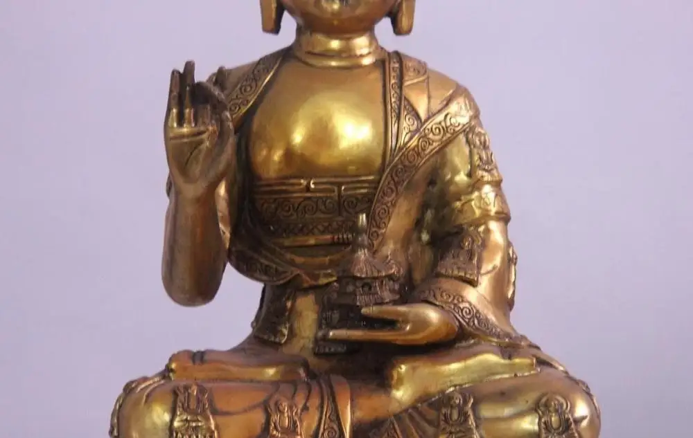 Тибетская бронзовая медная позолоченная башня Sakyamuni Shakyamuni тафагата статуя бога