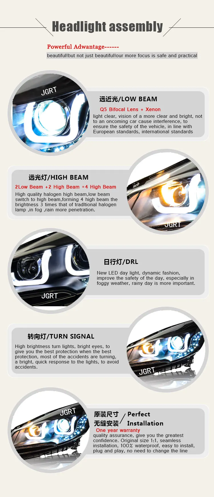 2 шт. светодиодный фары для Ford Kuga 2013- Автомобильный светодиодный фонарь с двойными ксеноновыми линзами автомобильные аксессуары дневные ходовые огни противотуманные фары