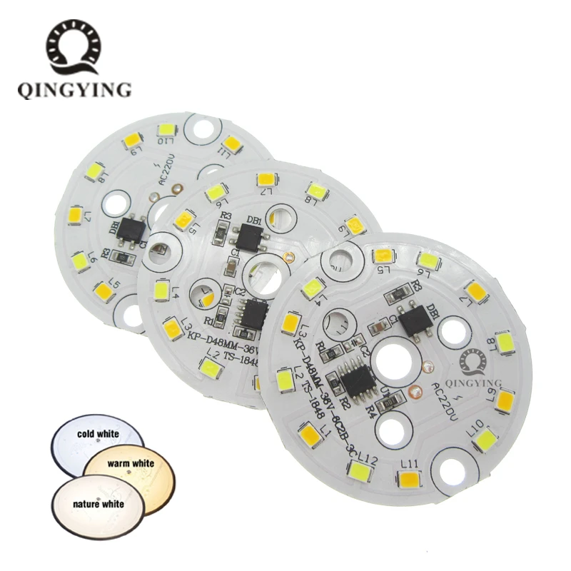 50 шт. 5 Вт 7 2835 SMD AC 220 В пластина лампы WW + CW двухцветная регулировка температуры