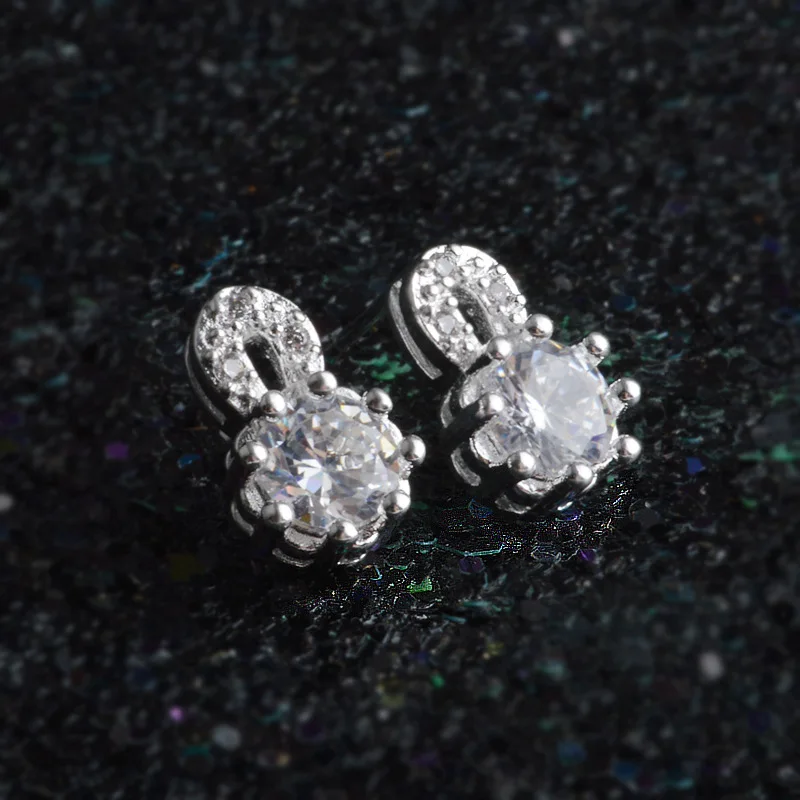 Женские серьги гвоздики с голубым кристаллом|boucle d'oreille|925 sterlingearrings 925 sterling |