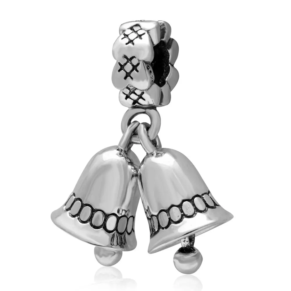Dangle Bell Charm Choruslove Рождество Санта Клаус подвеска-колокольчик дерево олень звезда шарик серебряные бусины 925 пробы Fit Pandora амулеты Подарочный браслет - Цвет: Dangle Bell Charm