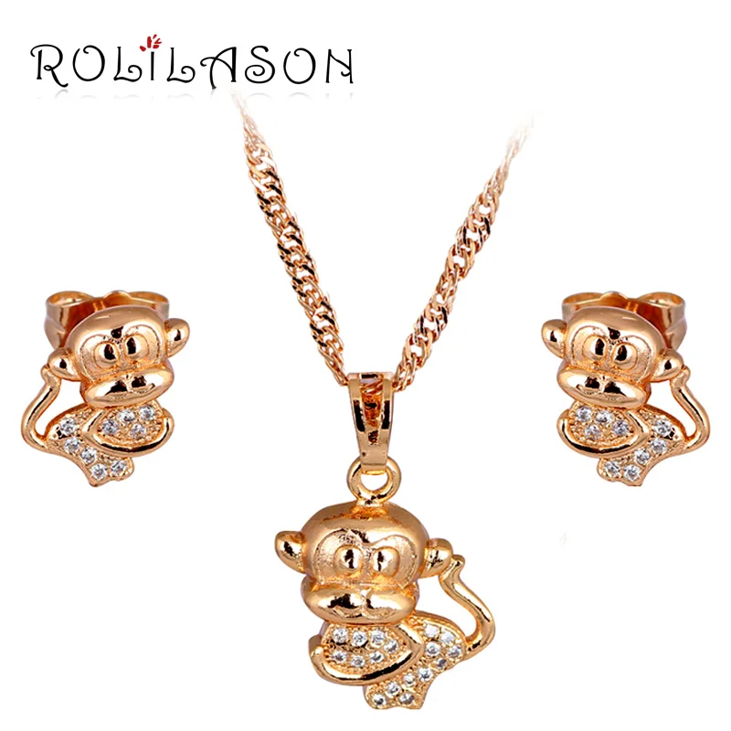 Мода Стиль прекрасная обезьяна форме серьги золотые тона Цепочки и ожерелья