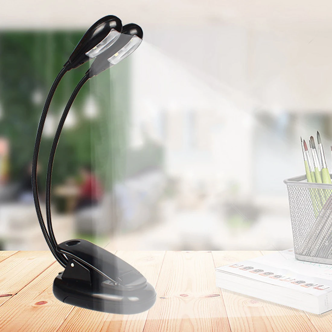 Регулируемый светильник для книги USB 2 светодиода перезаряжаемый мини на клипсе