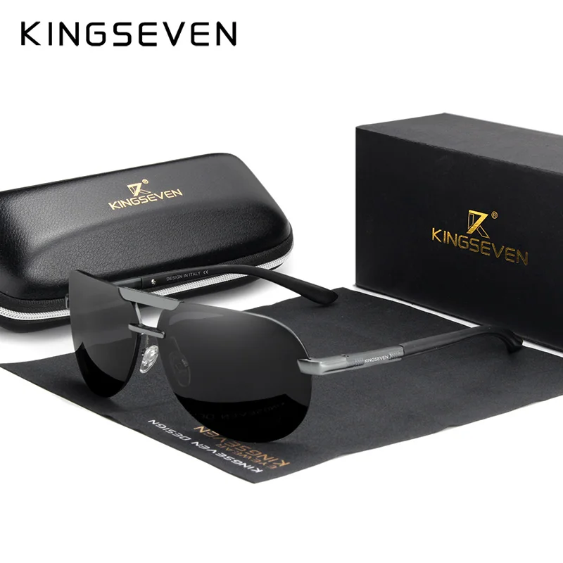 

KINGSEVEN BRAND DESIGN New Polarized Rimless Sunglasses Men Women Driving Pilot Frame Sun Glasses Male Goggle UV400 Gafas De Sol