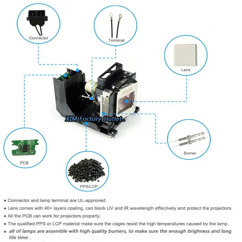Высокое качество Замена лампы проектора ELPL54 для EPSON PowerLite HC 705HD/79/S7/S8+/W7/H309A/H309C/H310C/H311B/H311C и т. Д