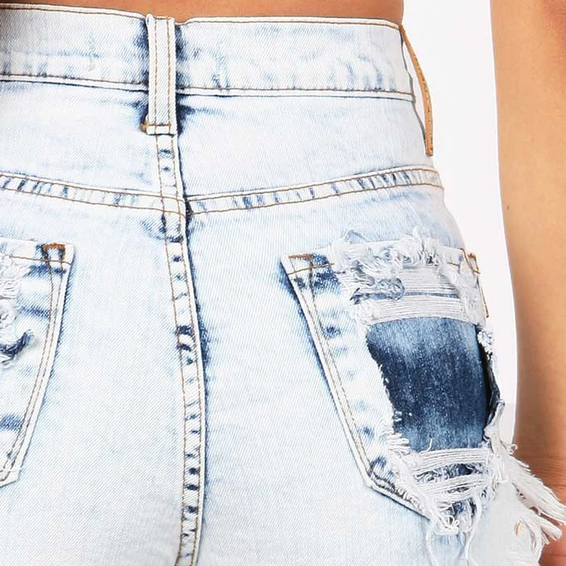 Модные ботильоны с кисточками рваные шорты из денима для женщин в винтажном