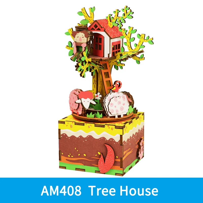 AM408 Robotime музыкальная шкатулка DIY 3D деревянная головоломка музыкальные игрушки сборка модели строительные наборы игрушки для детей взрослому подарок на день рождения - Цвет: AM408