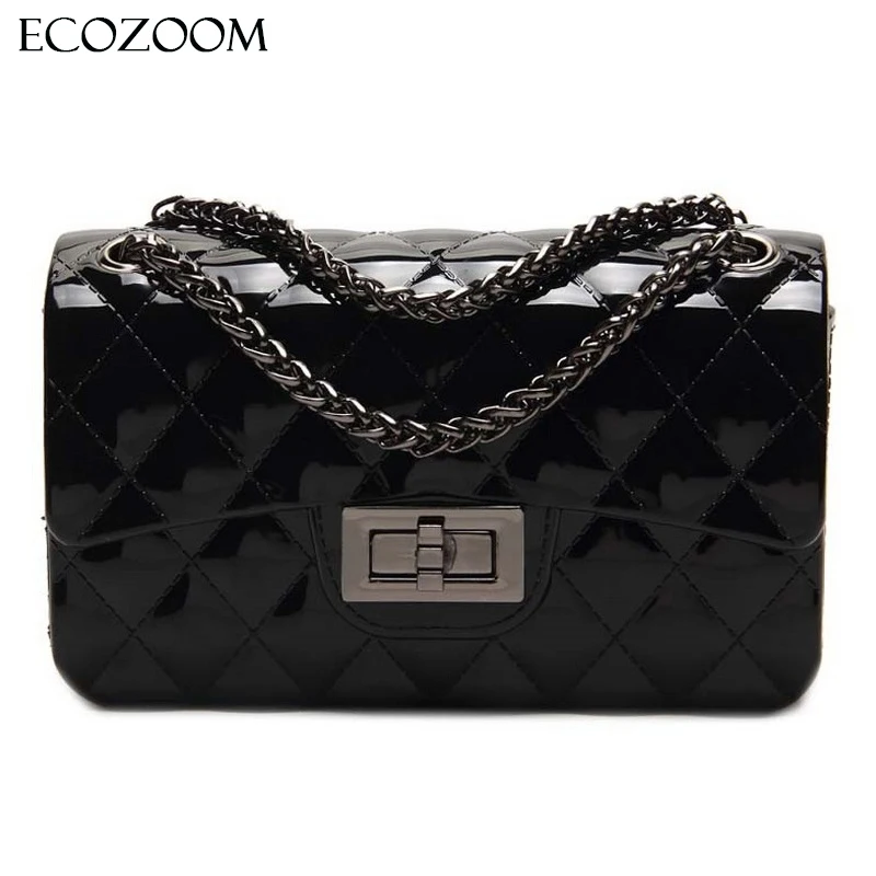 Летняя женская мини сумка из силикагеля с цепочкой бриллиантами плетеная