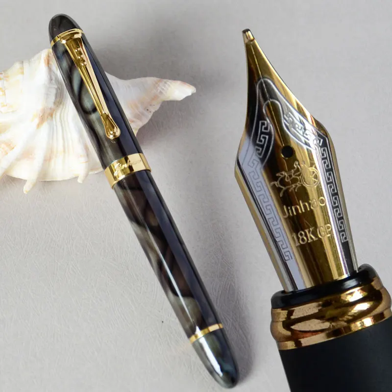 JINHAO X450 глянцевый черный 18KGP 0,7 мм перо с широким основанием перьевая ручка JINHAO 450 роскошный бизнес фиолетовый винный Зеленый Золотой 21 выбор цветов - Цвет: pen as this picture