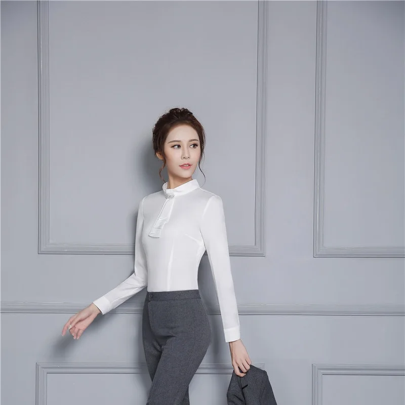 Новинка белые блузки с длинным рукавом рубашки в стиле униформы весна-осень