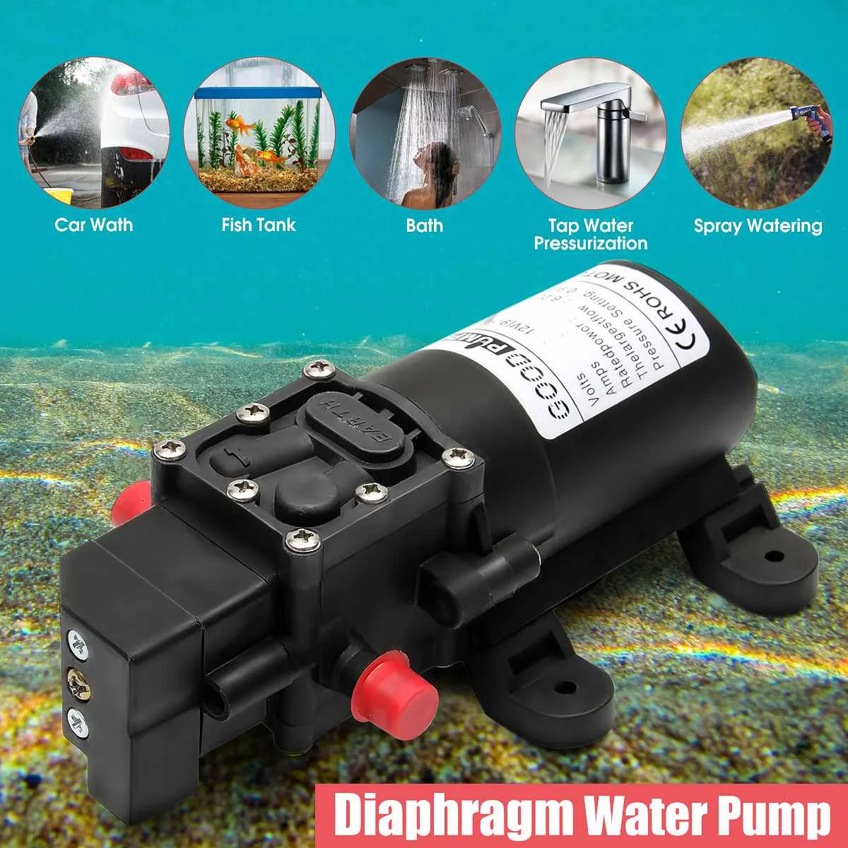 DC 12 В 130PSI 6 л/мин водяной насос высокого давления Мембранный Насос самовсасывающий насос автоматический переключатель 72 Вт