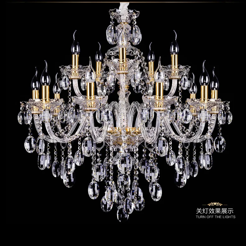 15 головок Золотая свеча Led светильник висячая хрустальная люстра освещение отель