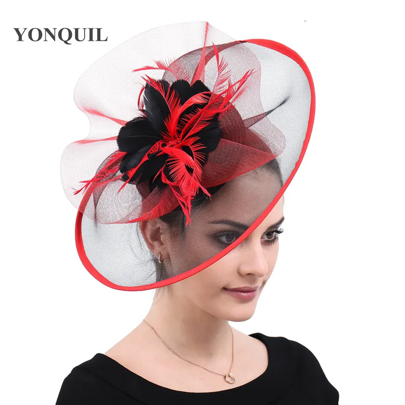 

Women Feather Mesh Fascinator Hats Ladies Elegant Kenucky Derby Wedding Party Cocktail Hats Elegant Headband Hair Accessories