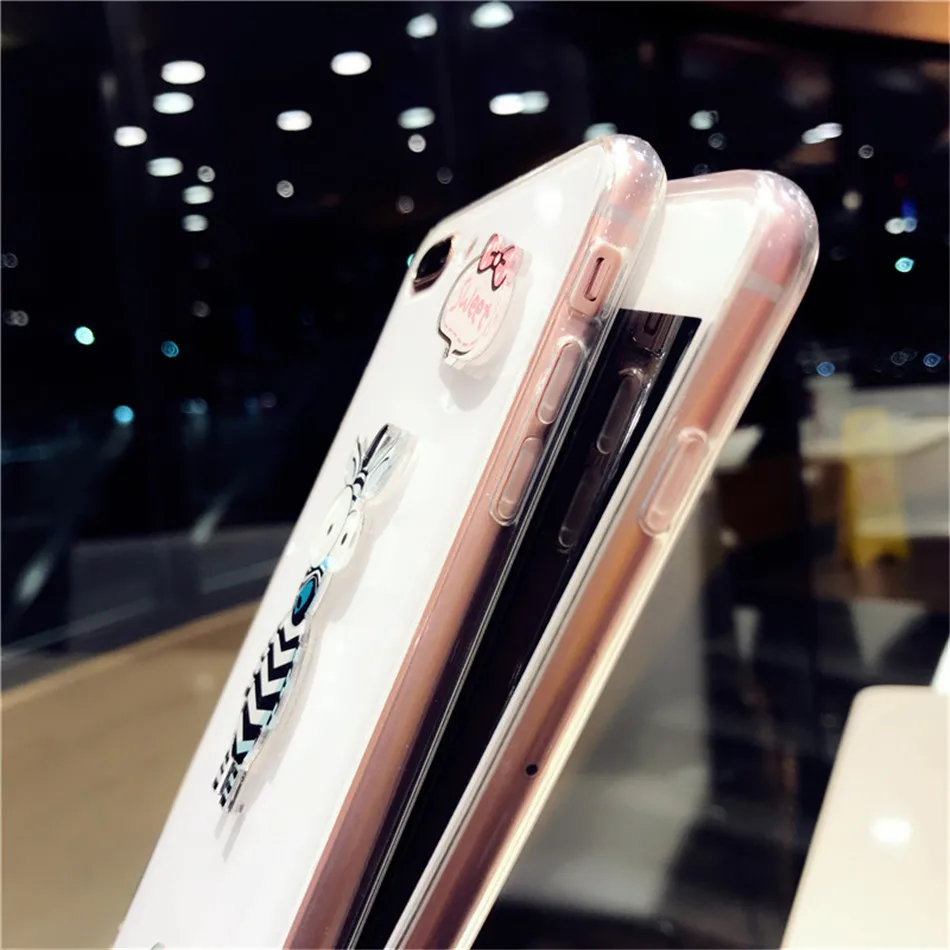Kisscase Симпатичный футляр для iPhone 6S 6 7 8 plus Кейсы 3D Cat Pattern Мягкая оболочка телефона TPU