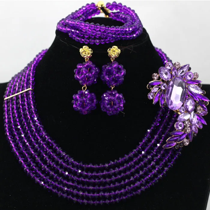 Модный Фиолетовый Свадебный комплект ювелирных изделий в африканском стиле