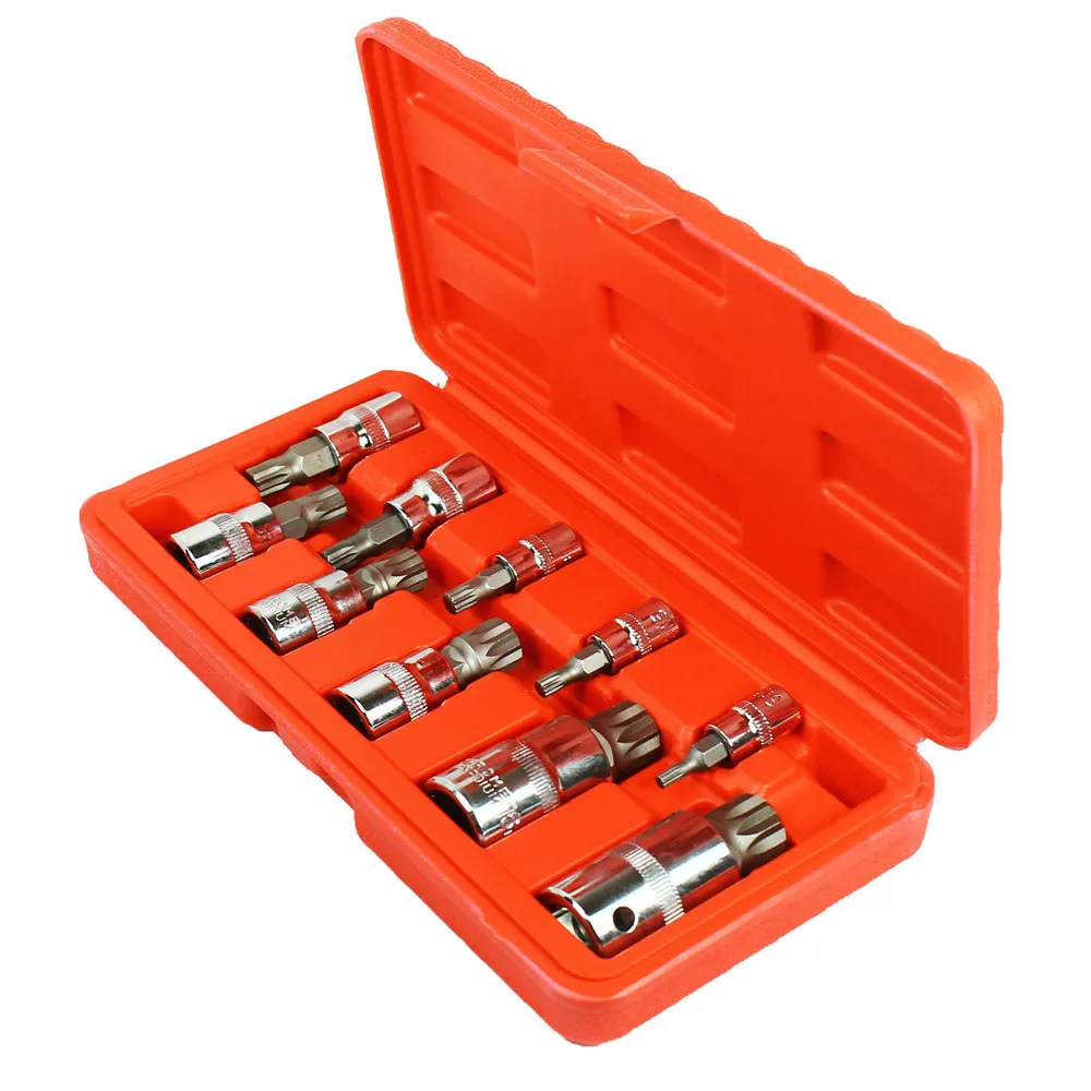 

HUAFENG BIG ARROW 10PC XZN Triple Square Spline Bit Socket Set 1/4-Inch, 3/8-Inch and 1/2-Inch Drive 4MM-18MM